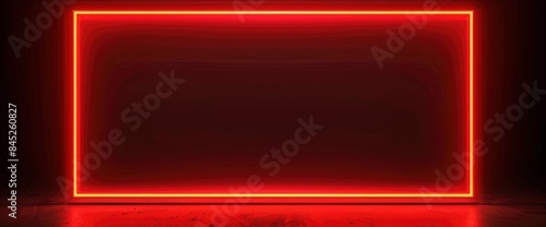 A 3D Rendering Of An Abstract Bright Neon Rectangular Frame, Showcasing Laser Technology In A Vibrant Display