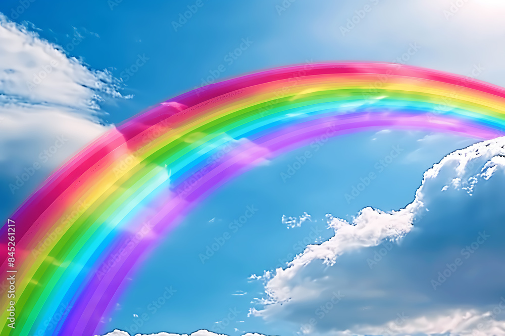 A vibrant rainbow arching across the sky, representing beauty, hope, and diversity, creating an inspiring and colorful natural spectacle A vibrant rainbow arching across the sky, representing beauty, hope, and diversity, creating an inspiring and colorful natural spectacle