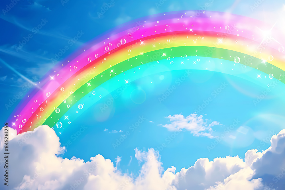 A vibrant rainbow arching across the sky, representing beauty, hope, and diversity, creating an inspiring and colorful natural spectacle A vibrant rainbow arching across the sky, representing beauty, hope, and diversity, creating an inspiring and colorful natural spectacle
