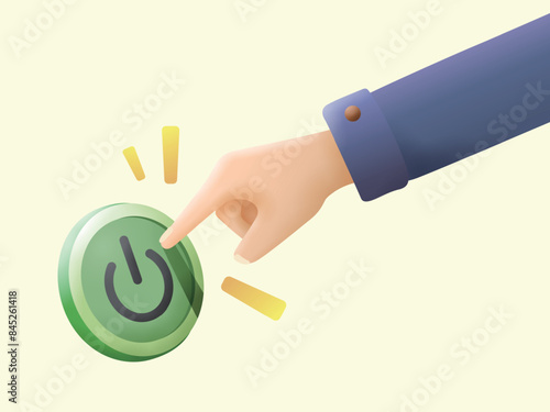 Hand press the button that switch on or off something vector illustration graphic EPS 10
