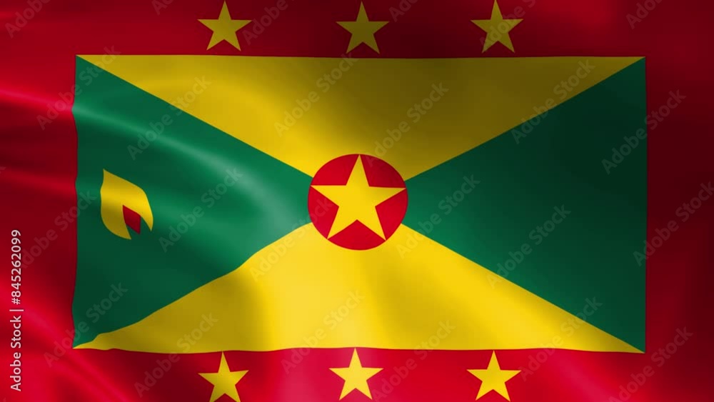 Grenada flag in the wind. Detailed fabric texture. Grenada flag in the wind. Detailed fabric texture.