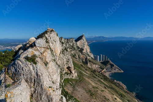 landscape view of the legendary Rock of Gibraltar and its Upper Rock Nature Reserve
