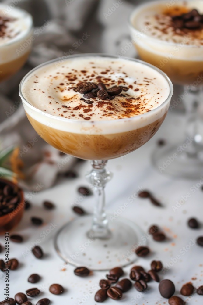 Decadent Coffee Cocktail with Cream and Beans Decadent Coffee Cocktail with Cream and Beans