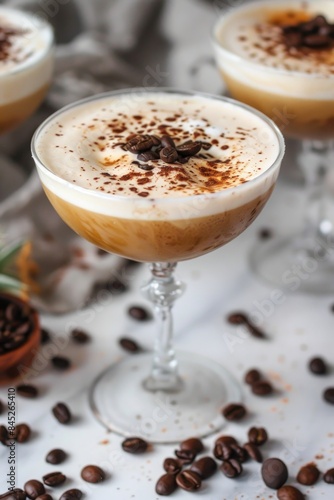 Decadent Coffee Cocktail with Cream and Beans