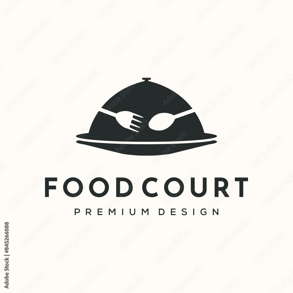 Fototapeta premium dish food vintage logo vector minimalist illustration design, presentation food symbol design