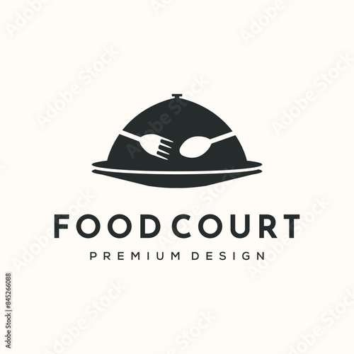 dish food vintage logo vector minimalist illustration design, presentation food symbol design