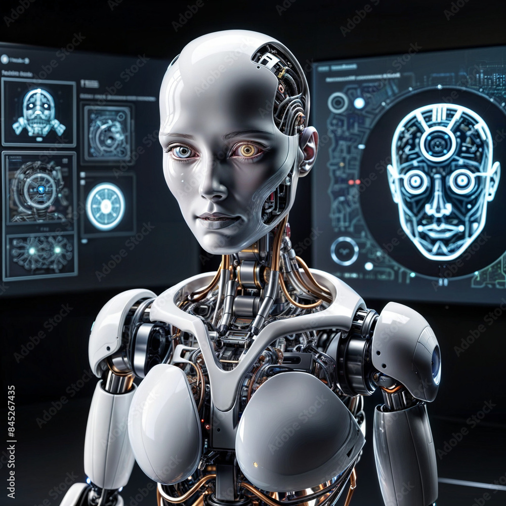 Artificial Intelligence: Visuals of AI interfaces and robots. Artificial Intelligence: Visuals of AI interfaces and robots.