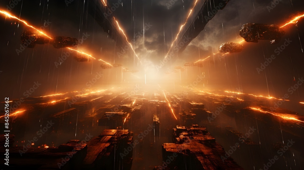 Mesmerizing Futuristic Sci-Fi Storm with Glowing Lasers and Serene Vibes in Unknown Setting