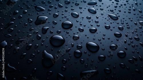 Water drops on a wet glass close up