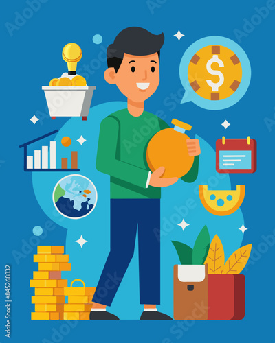 An individual putting their money into alternative investments such as art collectibles or commodities to diversify their portfolio.. Vector illustration