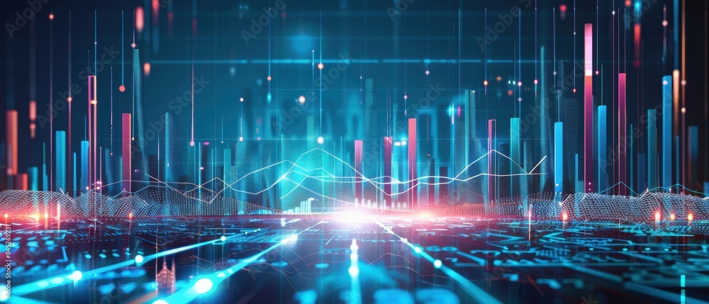 Abstract futuristic data analysis with detailed financial graphs and charts, financial management Abstract futuristic data analysis with detailed financial graphs and charts, financial management