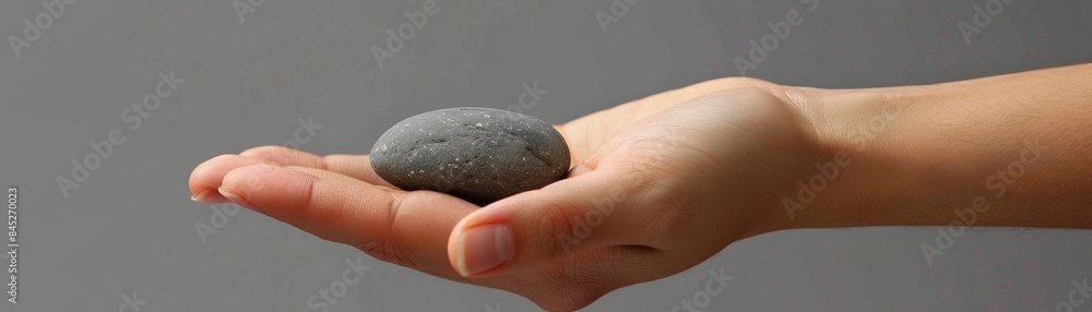 Hand Holding Kindness Rock, Blank Background, Detailed Textures, Natural Tones, Realism Hand Holding Kindness Rock, Blank Background, Detailed Textures, Natural Tones, Realism