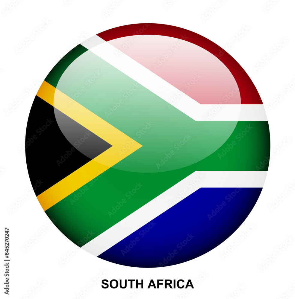 Naklejka premium SOUTH AFRICA flag button on white background