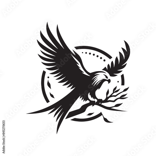 Kite Bird Silhouette  Vector Graphics Depicting the Elegance and Freedom of Flight - Kite Bird Vector - Kite Bird Illustration - Bird Silhouette.