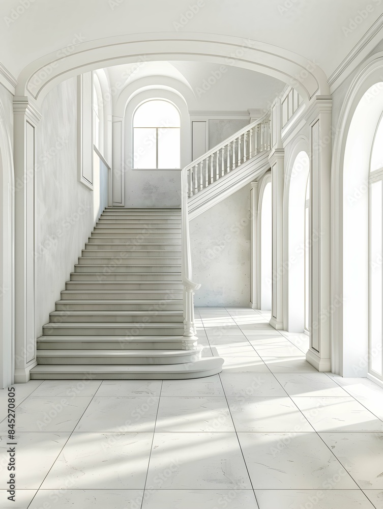 Hall interior with stairs. 3d illustration Hall interior with stairs. 3d illustration