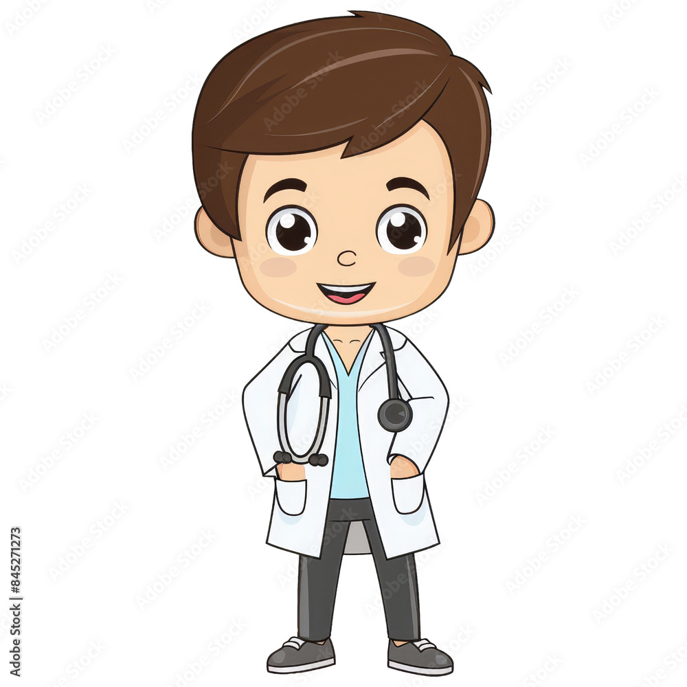 Cartoon Doctor Boy With Brown Hair And White Coat On A Transparent Background Clipart Cartoon Doctor Boy With Brown Hair And White Coat On A Transparent Background Clipart
