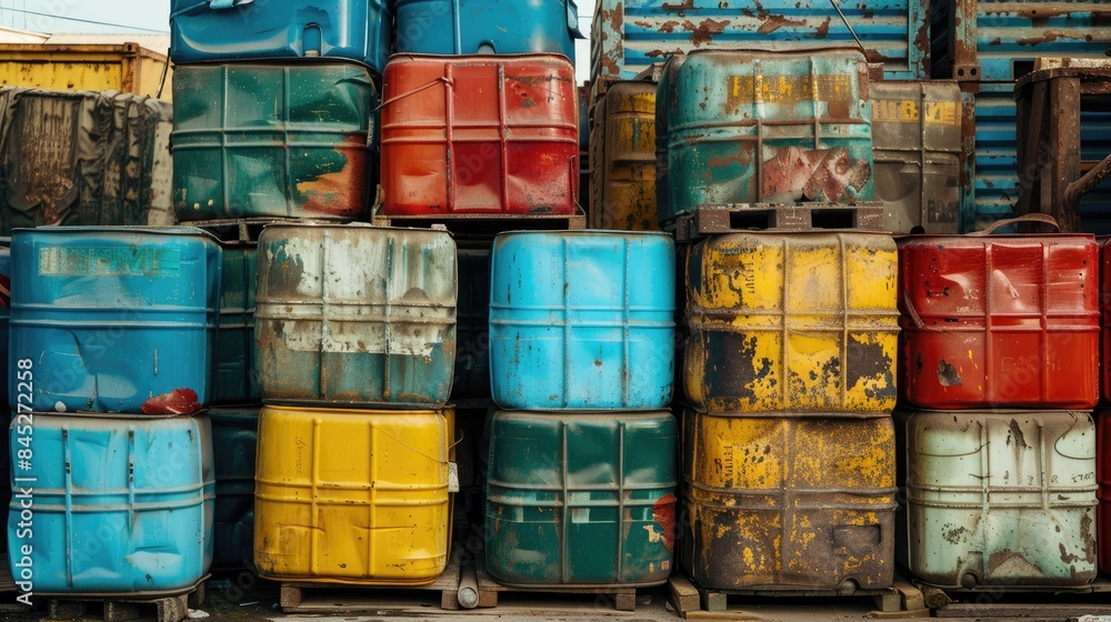 Chemical tank of 20 liters stored in a stack Chemical tank of 20 liters stored in a stack