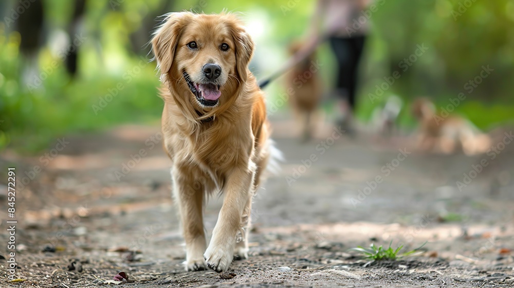 Golden Retriever Walking on a Path Golden Retriever Walking on a Path