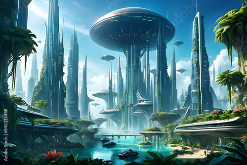 Alien Metropolis: A Futuristic City on an Exotic World photo