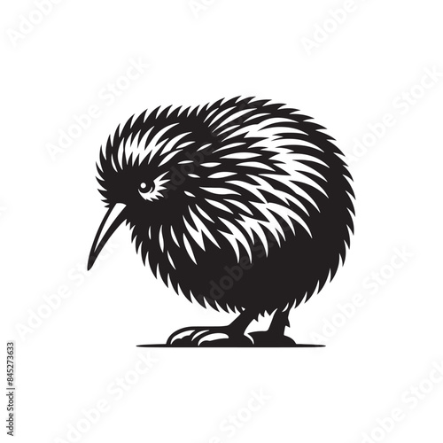 Sweet Kiwi Bird Silhouette Vector: Add a Touch of Nature's Wonder to Your Graphic Designs - Kiwi bird Illustration - Kiwi Bird Vector- Bird Vector.