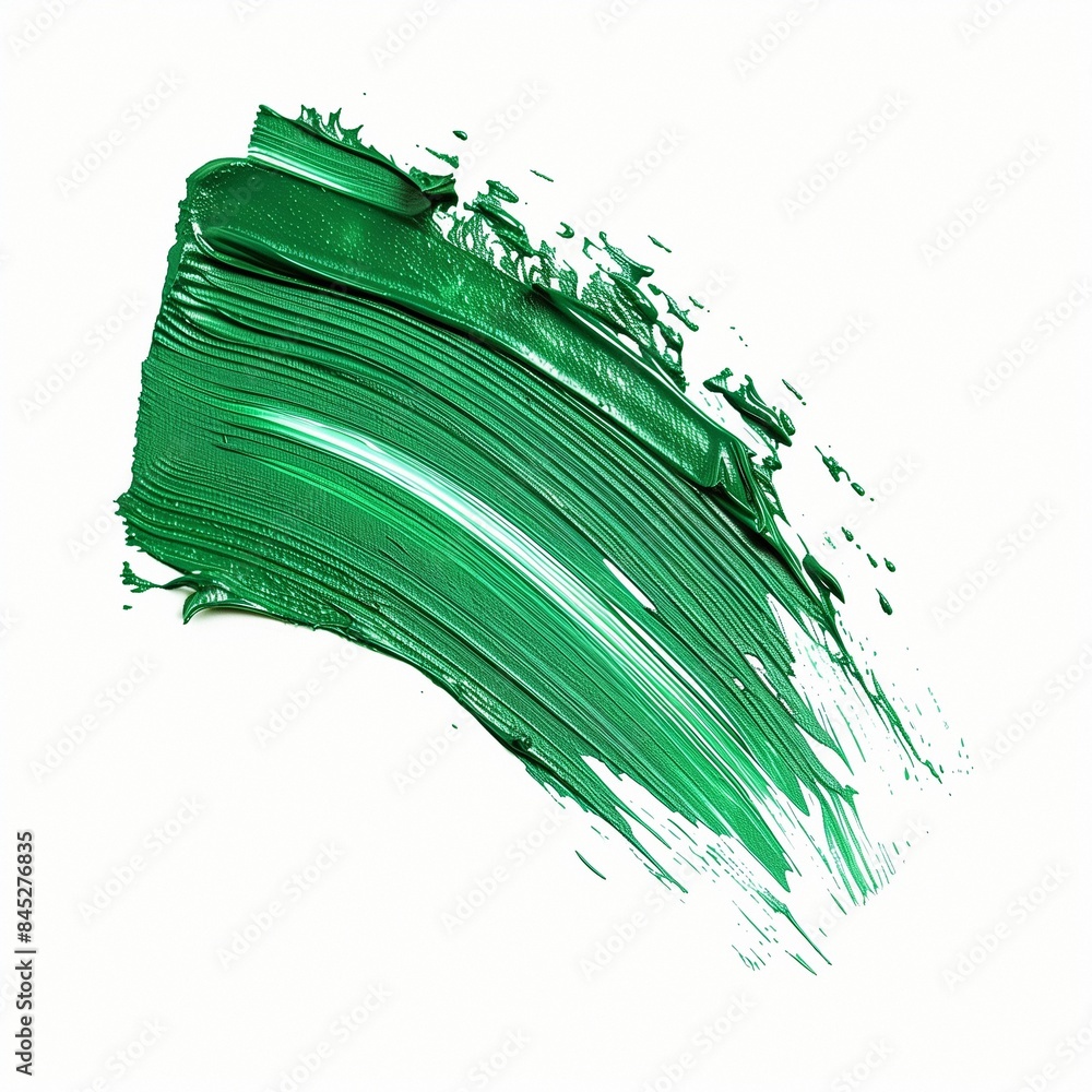 Green stroke on the paint, isolated on a white background Green stroke on the paint, isolated on a white background