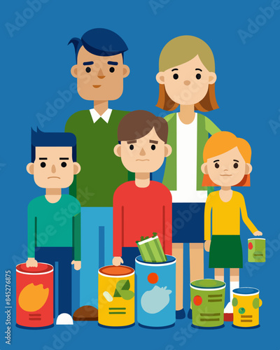 In the midst of a food shortage some supermarkets marked up the price of canned goods and nonperishable items leaving many families struggling to afford basic necessities.. Vector illustration