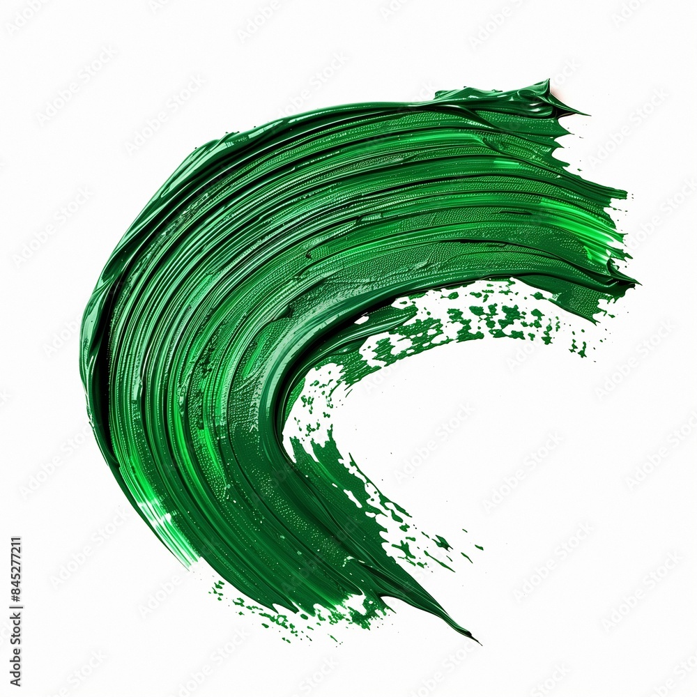 Green stroke on the paint, isolated on a white background Green stroke on the paint, isolated on a white background