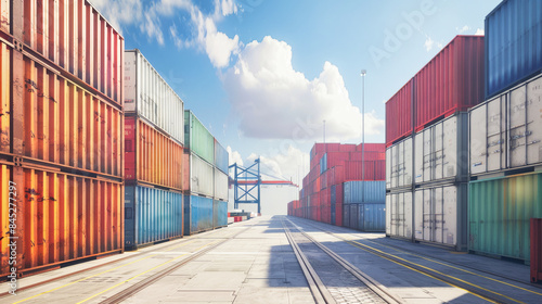 Wallpaper Mural Cargo containters in port, waiting for shipping. Port operations concept. Torontodigital.ca