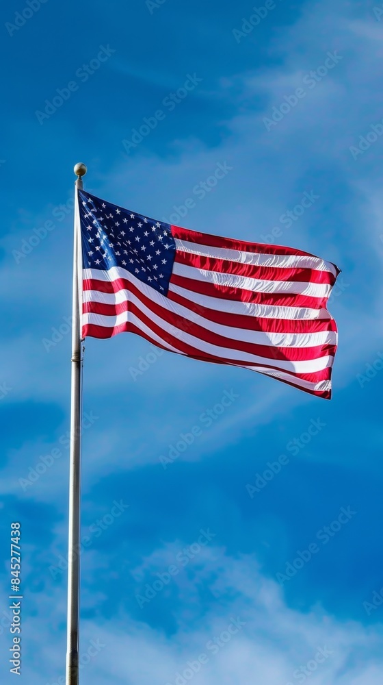 Obraz premium Independence Day (Fourth of July), festive, happy, flag, unity, New Year, city scenery, fireworks, fireworks, sky, celebrate the holiday, joyful atmosphere, blessings, prosperity, look forward to the 