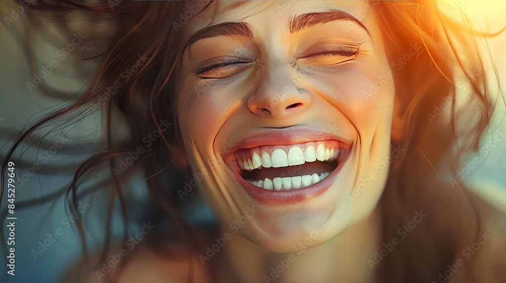 A close-up of a person laughing heartily for Joke Day, capturing the joy and spontaneity, with room for copy space A close-up of a person laughing heartily for Joke Day, capturing the joy and spontaneity, with room for copy space