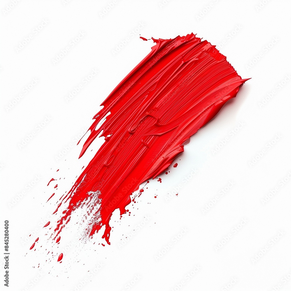 Red stroke on the paint, isolated on a white background Red stroke on the paint, isolated on a white background