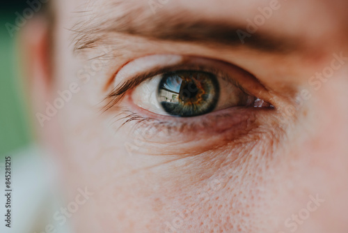 Close-up of man eye and face
