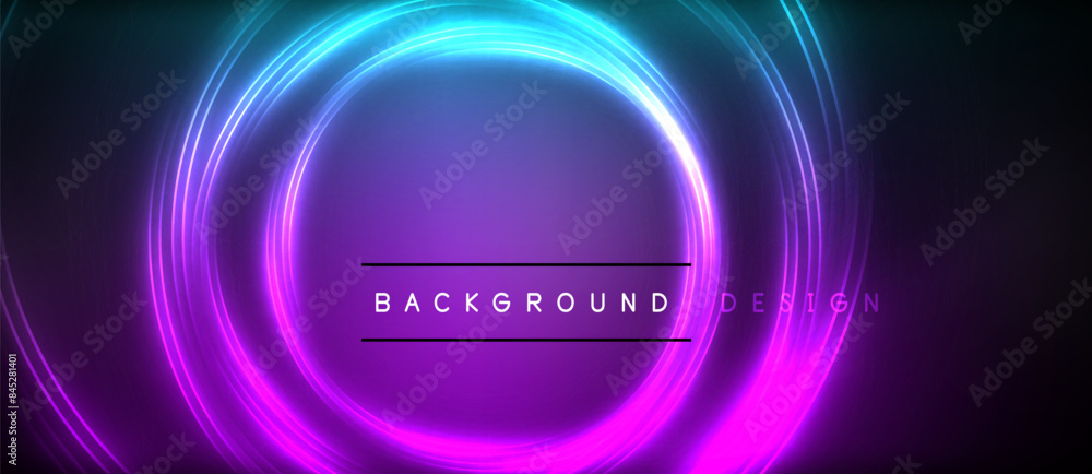 Neon glowing circle rays, light round lines in the dark, planet style neon wave lines. Energetic electric concept design for wallpaper, banner, background Neon glowing circle rays, light round lines in the dark, planet style neon wave lines. Energetic electric concept design for wallpaper, banner, background