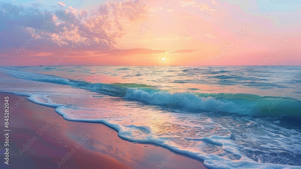 A tranquil coastal sunset, with soft pastel colors painting the sky and the sound of gentle waves lapping at the shore, creating a serene and peaceful atmosphere. A tranquil coastal sunset, with soft pastel colors painting the sky and the sound of gentle waves lapping at the shore, creating a serene and peaceful atmosphere.
