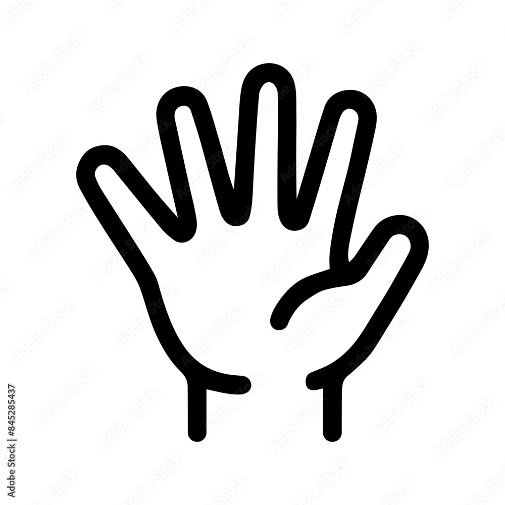 Obraz premium Stop hand icon. Black human hand icon isolated. Vector illustration.