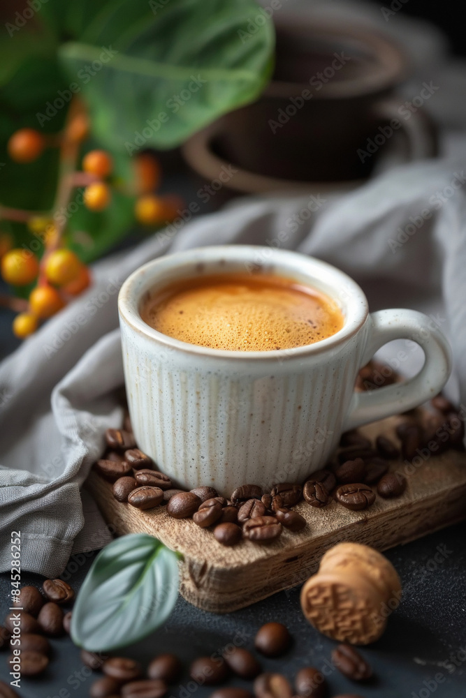 coffee cup with beans, aromatic beverage coffee cup with beans, aromatic beverage