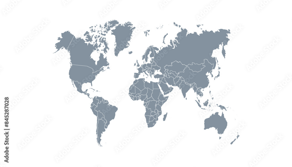 Fototapeta premium World map. Modern color vector map. Silhouette map. 