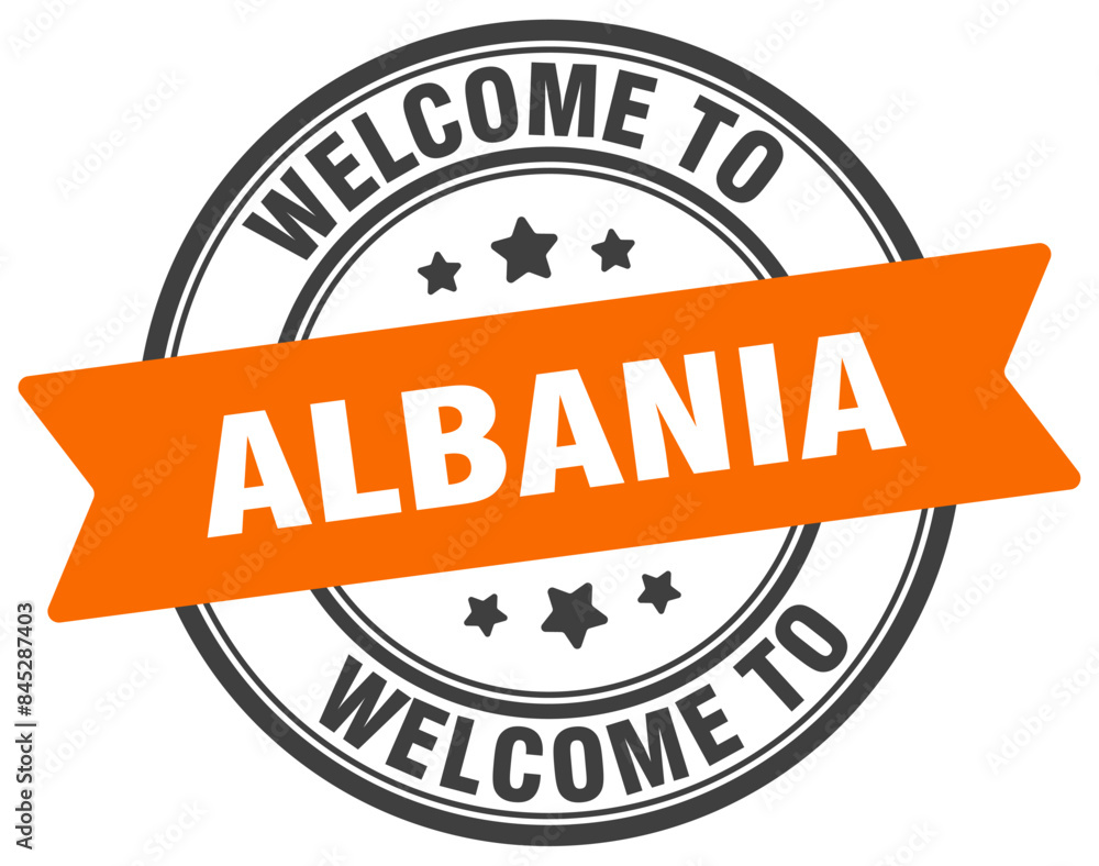 Fototapeta premium Welcome to Albania stamp. Albania round sign