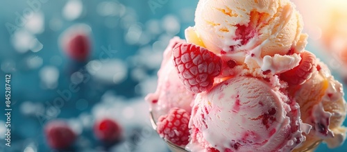 Close-up image of ice cream in the background. photo