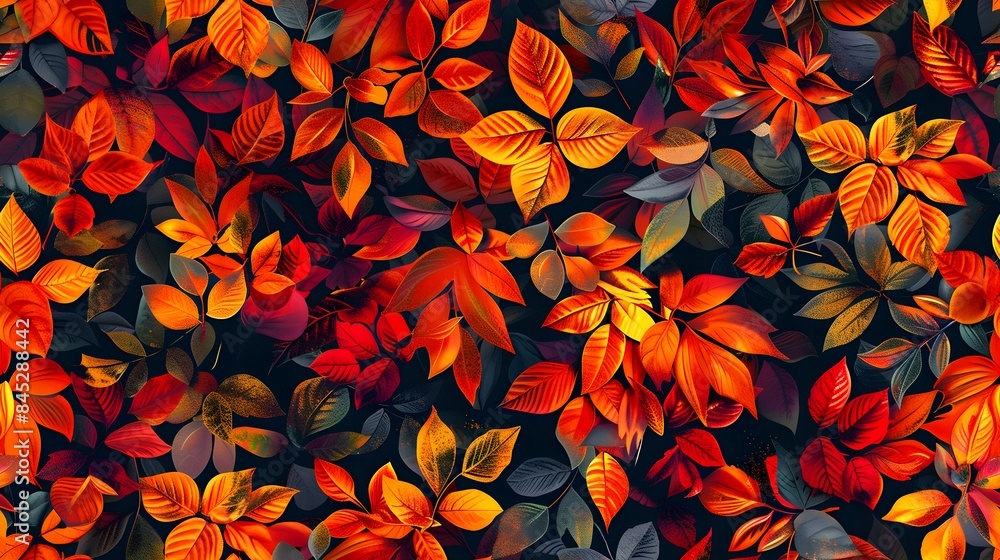 Enchanting Autumnal Forest Scene with Vibrant Fiery Leaves and Magical Ambiance Enchanting Autumnal Forest Scene with Vibrant Fiery Leaves and Magical Ambiance