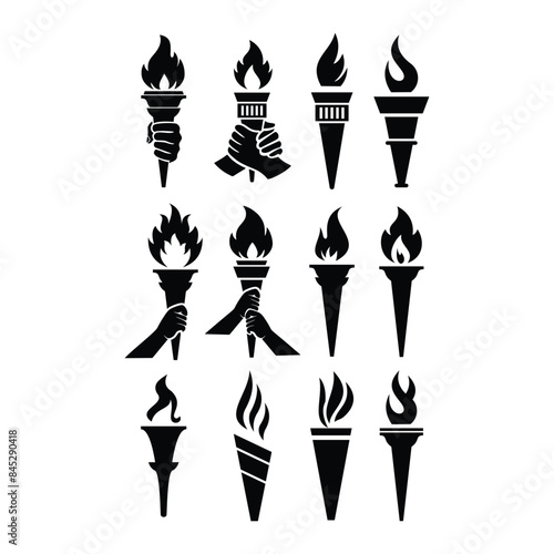 Torch icons set, logo vector template