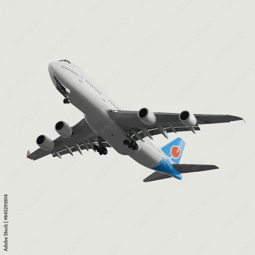 Web Realistic 3D model of an airplane flying in the air isolated on white background. Passenger plane sky flying. Vector Illustration Web Realistic 3D model of an airplane flying in the air isolated on white background. Passenger plane sky flying. Vector Illustration