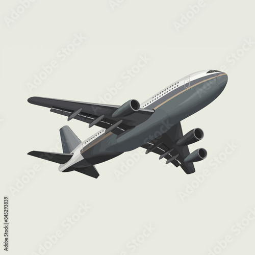 Web Realistic 3D model of an airplane flying in the air isolated on white background. Passenger plane sky flying. Vector Illustration