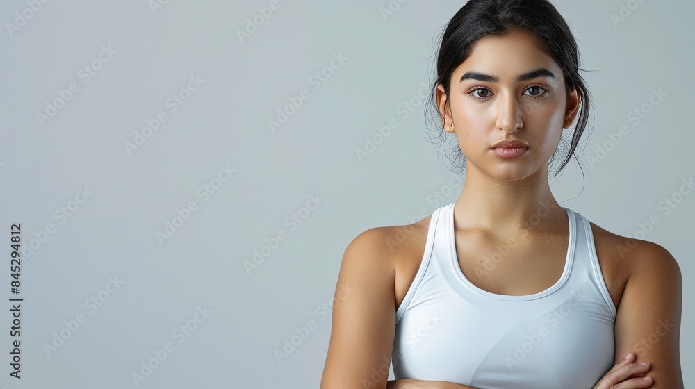 Woman in white tank top