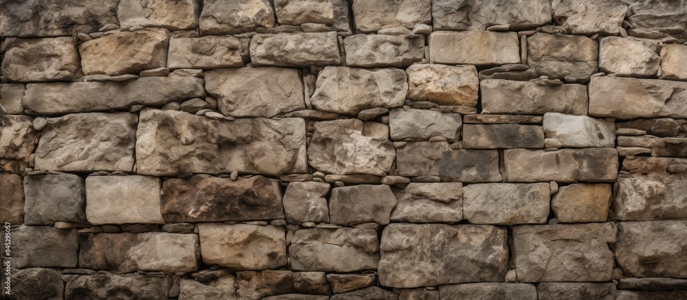 An old castle stone wall with its rough texture and earthy colors serves as the perfect background or texture for design purposes The copy space image offers a blank canvas for creative elements to b An old castle stone wall with its rough texture and earthy colors serves as the perfect background or texture for design purposes The copy space image offers a blank canvas for creative elements to b