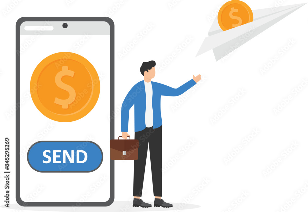 Young men with smartphones in their hands send and receive money, Money transfer, mobile payment
Young men with smartphones in their hands send and receive money, Money transfer, mobile payment