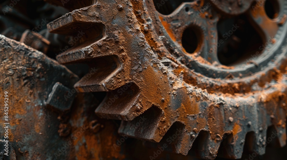 Close up of large rusted gear with room for text Close up of large rusted gear with room for text
