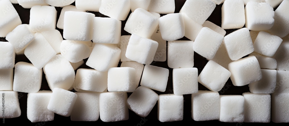 A top down view of a textured background featuring a pattern of refined white sugar cubes providing ample space for additional imagery or text A top down view of a textured background featuring a pattern of refined white sugar cubes providing ample space for additional imagery or text