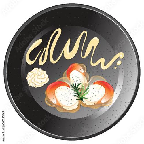 Elegant dish with garnish and sauce