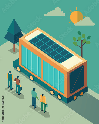 The sleek and futuristic design of the solarpowered cargo containers caught the eye of passersby making them forget their utilitarian purpose.. Vector illustration